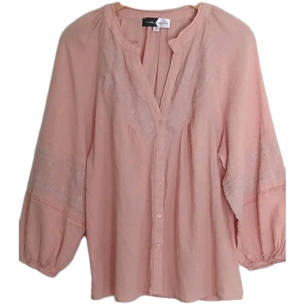 Piper and‎ Scoot Womens Medium Sheer Baby Pink Boho Fairy Tunic Top